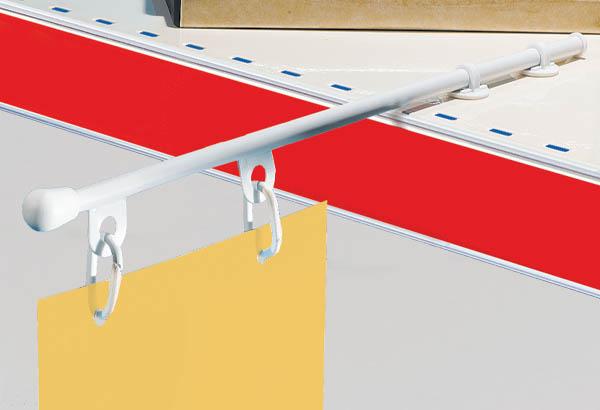 Mini potence en PVC de 300 mm avec base adhésive - 2 anneaux fermés