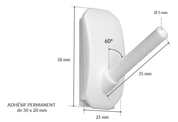 Porte drapeau incliné 60° pour tube de Ø 5 - 7 mm - Support adhésif