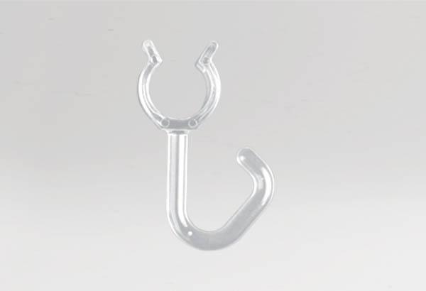Crochet ouvert transparent pour tige potence de Ø 12 mm -  Hauteur 40 mm