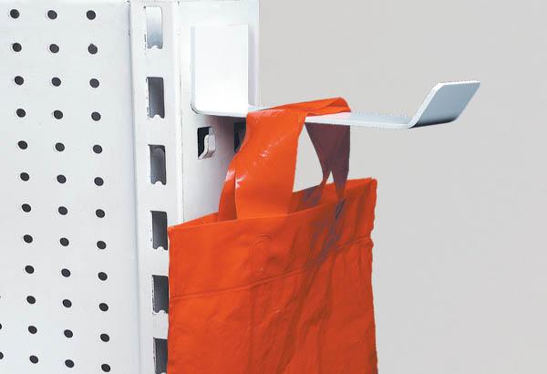 Potence porte sac avec fixation murale adhésive et retour avant - 90 x 60 mm