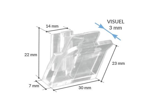 Clip incliné pour porte fronton serre-joint - Pour panneau de 3 mm
