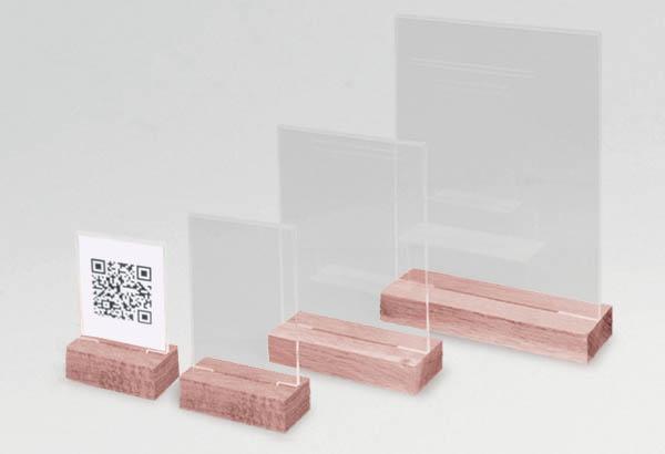 Porte-visuel droit 2 faces en chêne acrylique transparent - Format A6 - Vertical