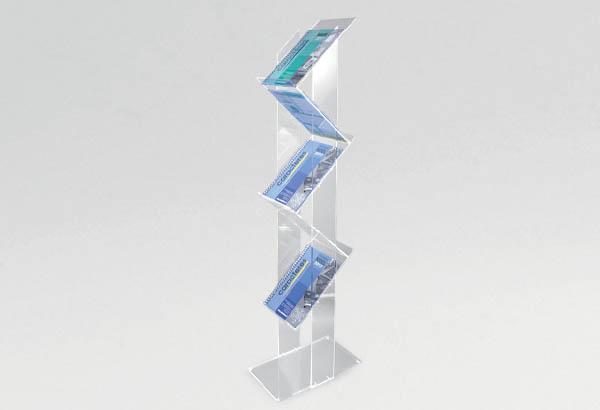 Porte brochures zig-zag en plexi transparent - 5 tablettes A4