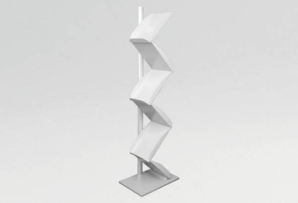 Porte brochures zig-zag en métal gris - 6 tablettes A4