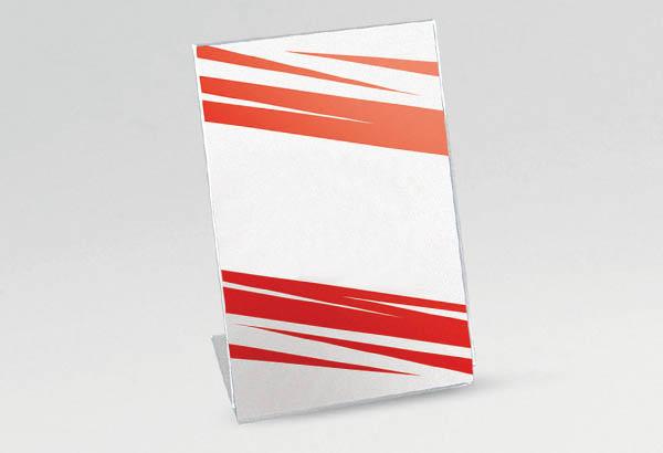 Porte visuel ECO incliné en PET transparent - Format A6 - Vertical ou Horizontal