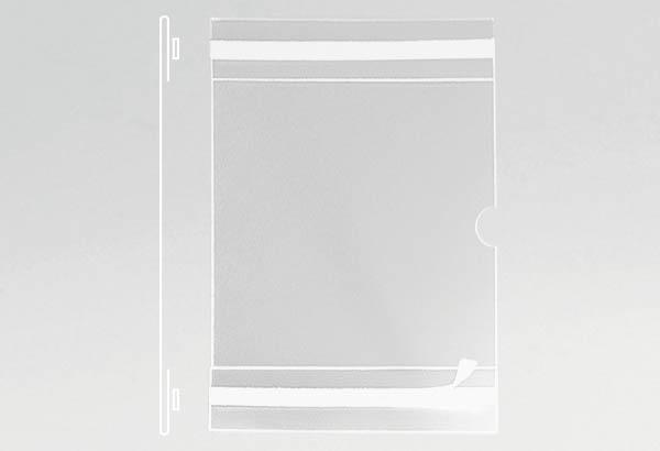Pochette adhésif permanent PVC transparent avec onglet - Format A7 - Vertical