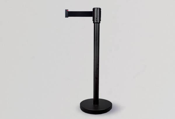 Kit poteau de 935 mm avec sangle noire de 2.7 m et socle noir de Ø 300 mm