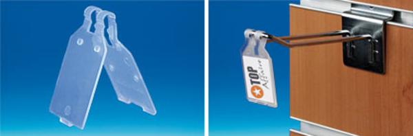 Porte-étiquette broche double extrudé transparent 25 x 30 mm ø fil 5 mm