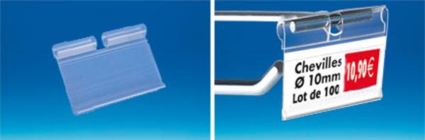 Porte-étiquette broche extrudé transparent 30 x 50 mm encoche 7 mm