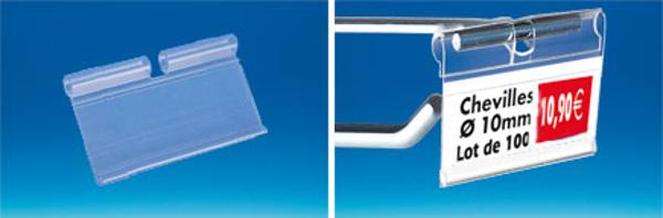 Porte-étiquette broche extrudé transparent 30 x 70 mm encoche 7 mm