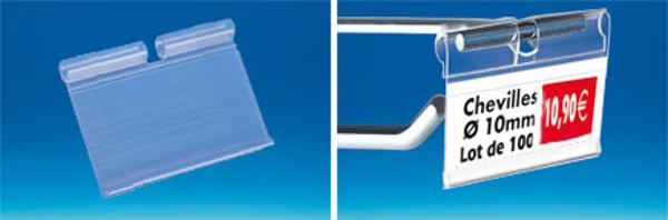 Porte-étiquette broche extrudé transparent 40 x 55 mm encoche 8.5 mm