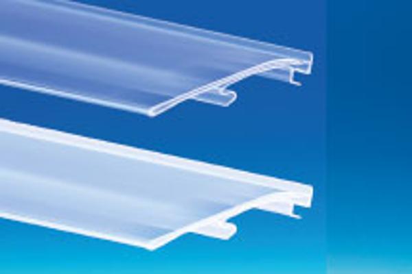 Porte-étiquette tablette P25 extrudé transparent à clipser 40 x 1318 mm