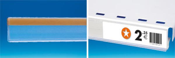 Porte-étiquette extrudé transparent Adh. au dos 30 x 1000 mm