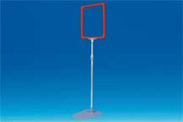 Kit cadre A4 rouge socle métal tige télescopique 60 à 100 cm