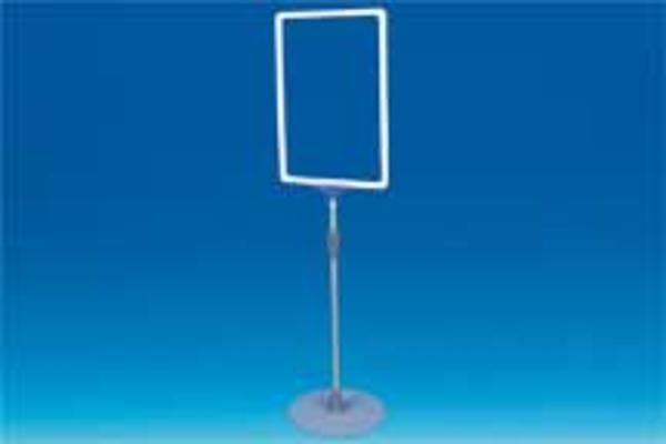 Kit cadre A4 blanc socle métal rond tige télescopique 32 à 62 cm