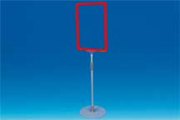 Kit cadre A4 rouge socle métal rond télescopique 32 à 62 cm