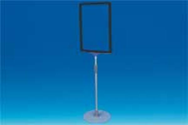 Kit cadre A4 noir socle métal rond télescopique 32 à 62 cm