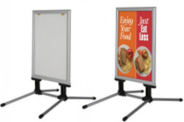 Stop trottoir cadre clippant 2 faces sur pied ressort - Etanche - Format A0