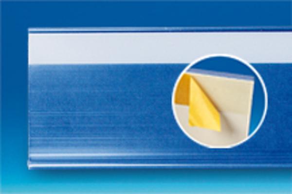 Porte-étiquette extrudé transparent Adh. au dos 60 x 1330 mm