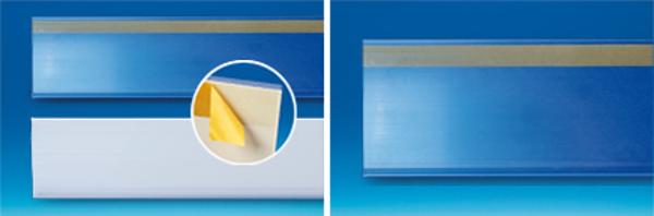 Porte-étiquette extrudé transparent Adh. au dos 80 x 1330 mm