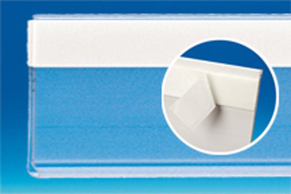 Porte-étiquette extrudé transparent mousse Adh. au dos 40  x 1330 mm