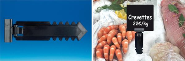 Pique avec pince plate orientable noire en PVC tige 110 mm