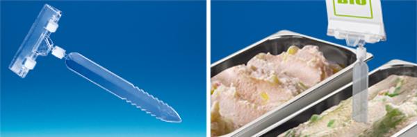 Pique avec pince ressort orientable transparent en PVC tige 140 mm