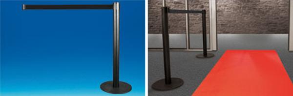 Poteau de balisage noir à sangle retractable noir 2m