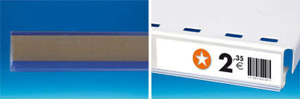 Porte-étiquette extrudé transparent Adh. au dos 26 x 1330 mm Porte-étiquette extrudé transparent Adh. au dos 26 x 1330 mm