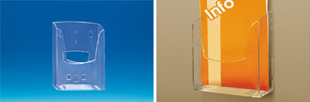 Porte brochures 1 bac mural en polystyrène vertical - Format A5 Porte brochures 1 bac mural en polystyrène vertical - Format A5