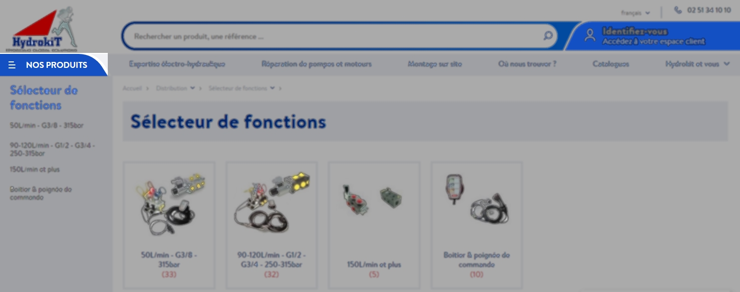 Vue du menu produit